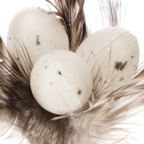 Artikel Federzweig Deko Stecker 37cm mit Naturfedern und Eiern für Osterdeko Blumenarrangements 12 Stück