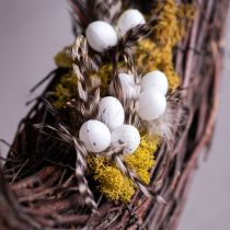 Artikel Federzweig Deko Stecker 37cm mit Naturfedern und Eiern für Osterdeko Blumenarrangements 12 Stück