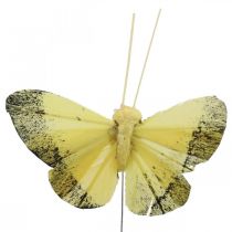Artikel Federschmetterling am Draht 5cm Orange, Gelb 24 St