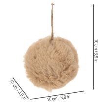 Artikel Deko-Anhänger Pompon-Kugel Synthetik 10 cm Weiß/Braun