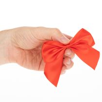 Artikel Dekoschleife Rot aus Stoff 11cm fertig gebunden mit Klebepunkt 25 Stück