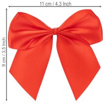 Artikel Dekoschleife Rot aus Stoff 11cm fertig gebunden mit Klebepunkt 25 Stück