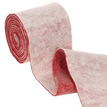 Artikel Filzband aus 100 % Wolle, 15 cm x 5 m, Weiß/Rot, als Topfband