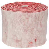 Artikel Filzband aus 100 % Wolle, 15 cm x 5 m, Weiß/Rot, als Topfband