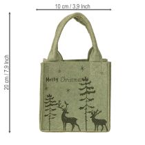 Artikel Filztasche Grün Merry Christmas 15x10cm mit Henkeln für Geschenke und Dekoration