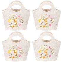 Artikel Filztasche mit Osterhasen-Motiv und Blumen für Frühling und Ostern 27 cm 4er-Set