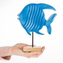 Artikel Handgefertigte Holzfisch Figur aus Mangoholz in Blau 22cm – Deko für maritime Gestaltung