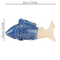 Artikel Keramik Fisch Deko Set Blau Beige Maritim 20×8×8,5cm 2er-Set