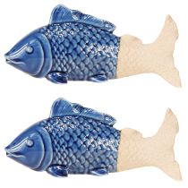 Artikel Keramik Fisch Deko Set Blau Beige Maritim 20×8×8,5cm 2er-Set