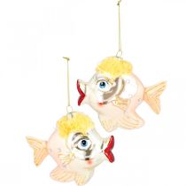 Artikel Christbaumschmuck-Fische, Dekoanhänger, Weihnachtsdeko Echtglas H9,5cm 2St
