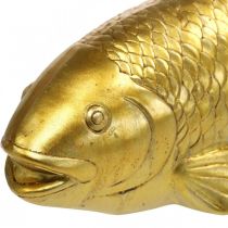 Deko Fisch zum Hinstellen, Fischskulptur Polyresin Golden Groß L25cm