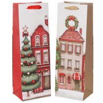Artikel Geschenktaschen Set 2-teilig Weihnachtshaus und Tannenbaum Papier 36cm