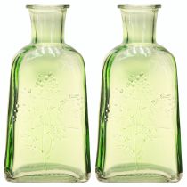 Artikel Flaschenvase Glasvase Grün Motiv, Dekoration 19cm 2St Set