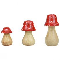 Fliegenpilz Deko Pilze Holzpilze Herbstdeko H6/8/10cm 3er-Set