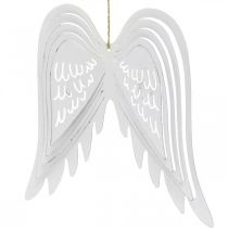 Artikel Flügel zum Hängen, Adventsdeko, Engelsflügel aus Metall Weiß H29,5cm B28,5cm