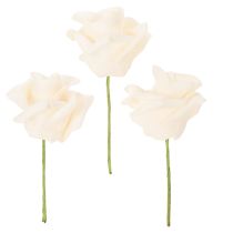 Artikel Künstliche Rose Cremefarbig 10 cm Blüte auf Drahtstiel 100 Stück