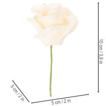 Artikel Künstliche Rose Cremefarbig 10 cm Blüte auf Drahtstiel 100 Stück