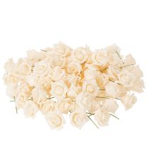 Artikel Künstliche Rose Cremefarbig 10 cm Blüte auf Drahtstiel 100 Stück