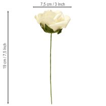 Artikel Foam Rosen mit Stiel Creme Ø7,5cm für Event- und Hochzeitsdeko – 18 Stück