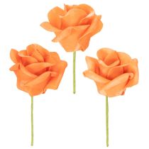 Artikel Künstliche Rose Orange 5cm Blüte 10cm Stiel Schaumstoff 100 Stück