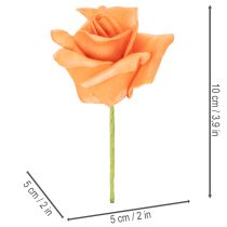 Artikel Künstliche Rose Orange 5cm Blüte 10cm Stiel Schaumstoff 100 Stück
