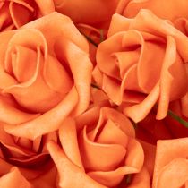 Artikel Künstliche Rose Orange 5cm Blüte 10cm Stiel Schaumstoff 100 Stück