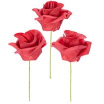 Artikel Kunstblume Rose rot mit Drahtstiel 5 cm Blütendurchmesser 100 Stück