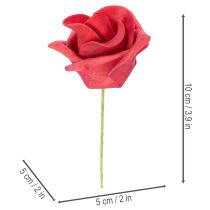 Artikel Kunstblume Rose rot mit Drahtstiel 5 cm Blütendurchmesser 100 Stück