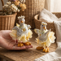 Artikel Dekofigur Enten mit Blüten 11cm für Indoor- und geschützte Außendekoration 2er Set