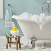 Artikel Dekorationsfigur Chenilleküken in Eierschalen-Badewanne 9cm Innenbereich