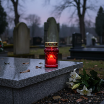 Artikel Grablicht Glas Rot Ø7cm H13cm 8St - Traditionelle Friedhofskerze für besinnliches Gedenken