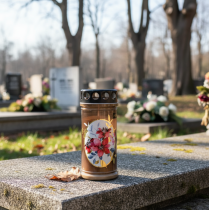 Artikel Grabkerzen Braun Grablichter Blumen Ø7,5cm H16,5cm 6 St – Stimmungsvolle Gedenkkerzen