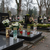 Artikel Grablicht mit Motiv Trauerdeko Ø6cm H17cm 6St