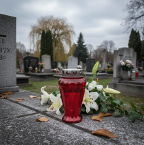 Artikel Rote Grabkerzen Ø9cm H17cm 4er-Set - Trauerlichter für Gedenken und Anteilnahme