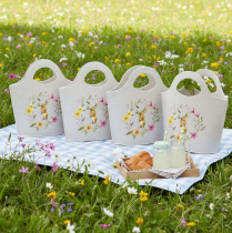Artikel Filztasche mit Osterhasen-Motiv und Blumen für Frühling und Ostern 27 cm 4er-Set