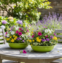 Artikel Pflanzschalen 29 cm aus Metall in Grün 2er-Set für stilvolle Dekoration