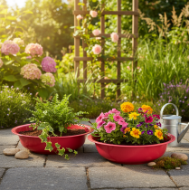 Artikel Runde Metall Pflanzschale Rosa 29cm, 2er-Set – Vielseitige Schalen für Pflanzen und Dekoration