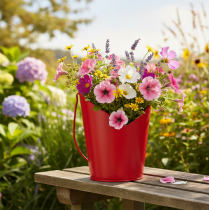 Artikel Romantischer Metall-Übertopf Herz Rot Ø12cm H15/9cm Deko Henkel Geschenk