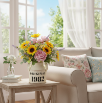 Artikel Kanne Metall Deko „Original 1982“ Creme Rost Vintage Garten Deko H13cm 2 Stück