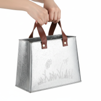 Artikel Deko Tasche Metall Silber Weiß Braun Pflanztopf Vintage L22cm 2St
