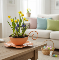 Artikel Metall Deko Tasse Orange Ø11,5cm H6cm Unikat Mit Unterteller 2St