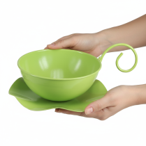 Artikel Metall Deko Tasse Apfelgrün mit Unterteller H8cm Ø11,5cm Set 2St - Kreative Dekoideen