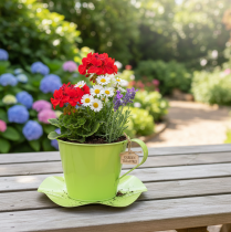 Artikel Deko Teetasse Metall Hellgrün Ø12 H10cm 8 St - Elegante Tischdeko