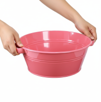 Artikel Blumenschale Rosa Metall Ø33,5cm mit Griffen, Dekoschale vielseitig