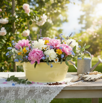 Artikel Dekoschale Metall Grüngelb Ø33,5cm Blumenschale Vintage