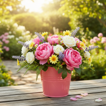 Artikel Eimer Metall Blumentopf Rosa Henkel 16x17,5x16cm 2St - Dekorativ, Rostfrei, Vielseitig, Attraktiv