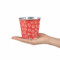 Artikel Übertopf Rot Weiß Mini-Blumentopf geblümt Metall Ø10,5cm H10,5cm
