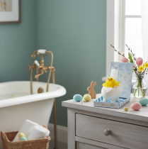 Artikel Dekorationsfigur Chenilleküken in Eierschalen-Badewanne 9cm Innenbereich