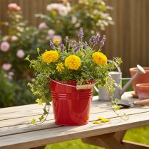 Artikel Deko Eimer Metall Übertopf Rot Ø22cm H21,5cm 6L