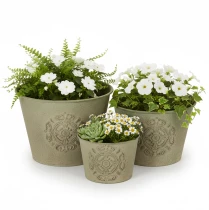 Artikel Blumentopf Metall Grün Vintage Ø22cm–13,5cm 3er-Set